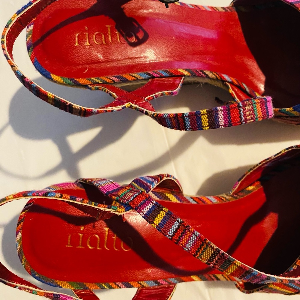 Rialto Multicolor Striped Espadrille Wedge Sandals - Picture 4 of 8